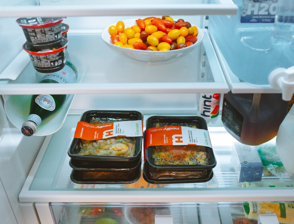 packaged modify health meals in fridge